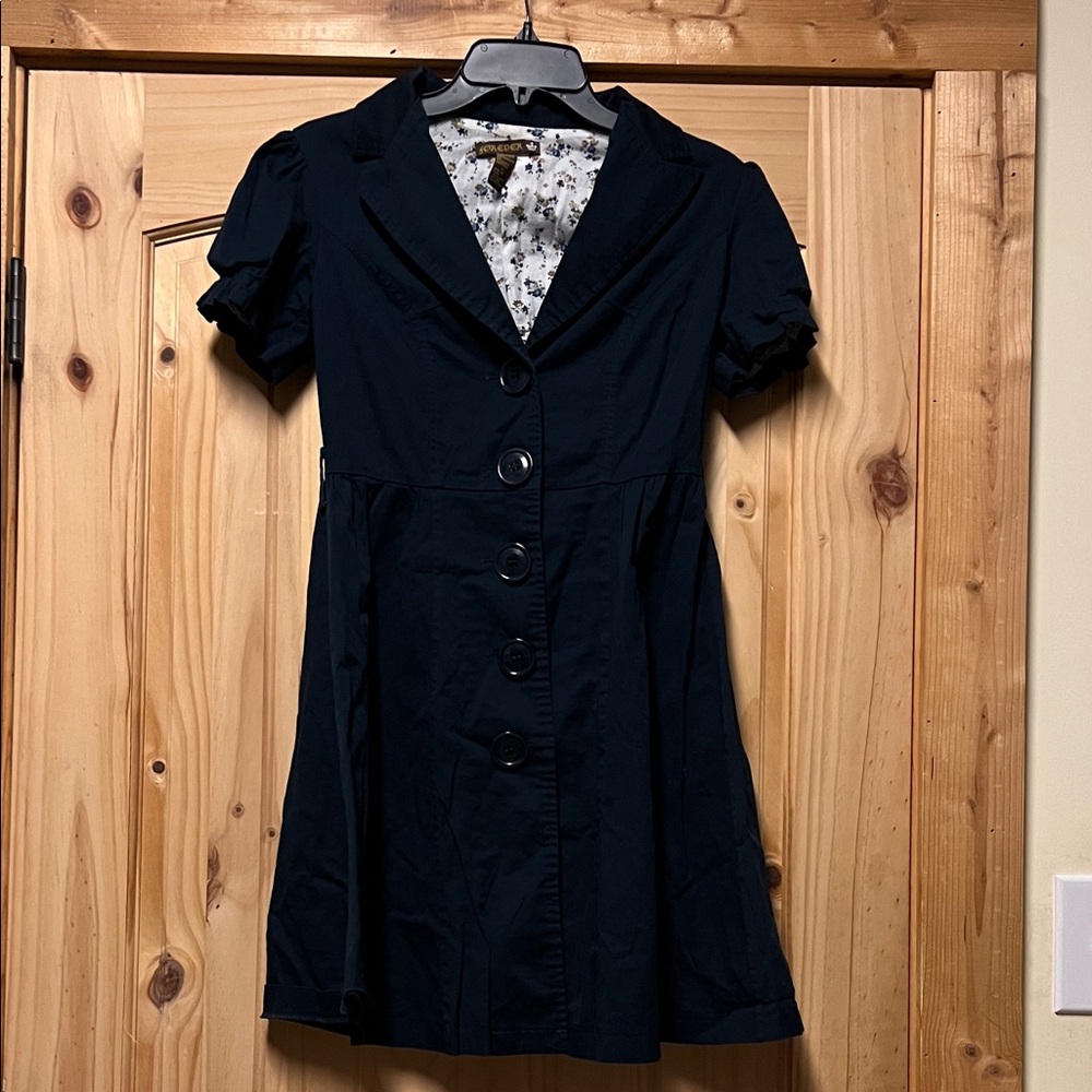 Forever Navy Blue Button-Front Mini Dress Small